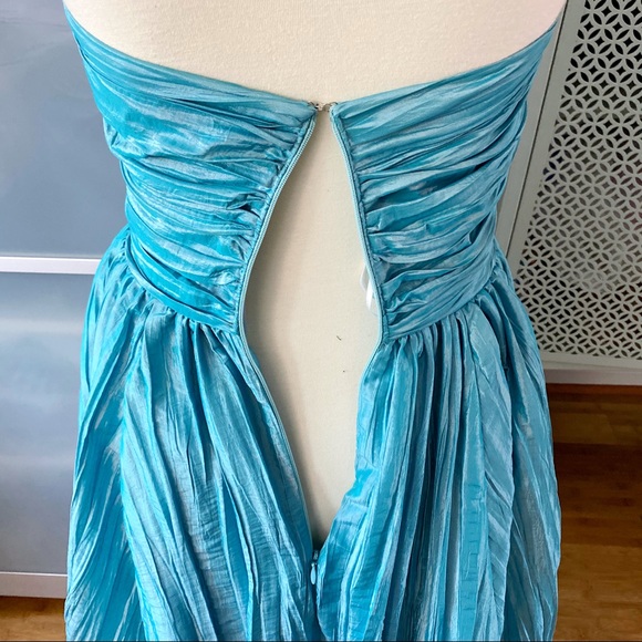 ABS Allen Schwartz Strapless Blue Cocktail Dress - Picture 6 of 8